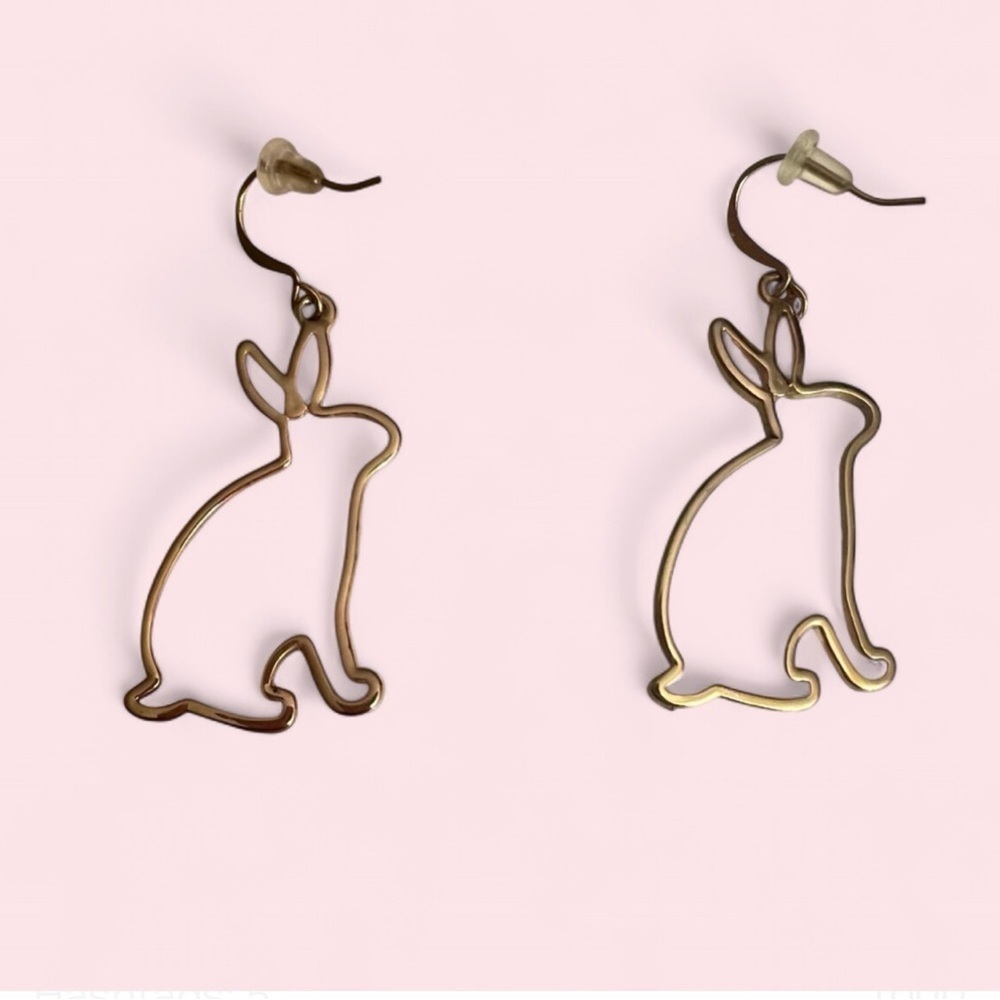 Women's Easter Holiday Fun Bunny Rabbit Outline Dangle Earrings, 2"